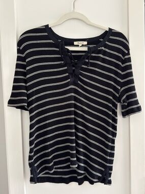 Madewell  Striped Lace-Up Knit Top